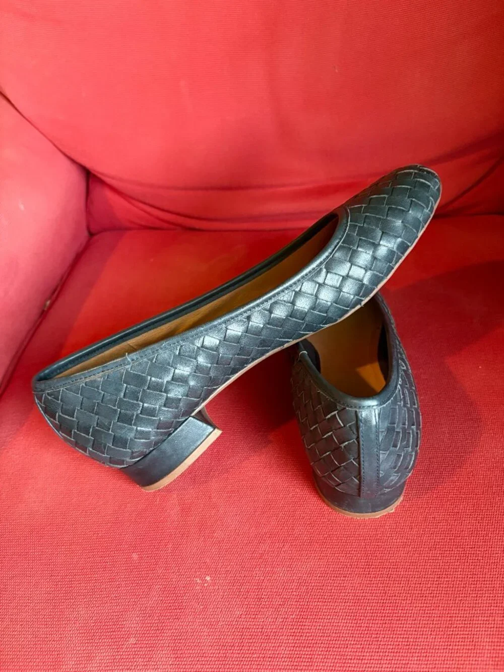 Brioso Blue Woven Leather Mera Flats